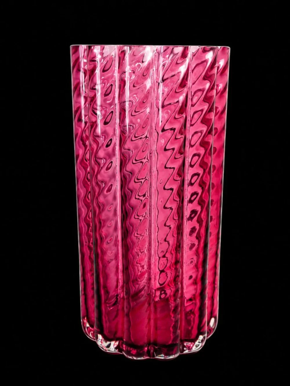 Vintage Pilgrim Glass Cranberry Ionic Optic Vase #1726 Hand Blown